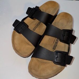 Birkenstock Arizona Dual Strap Black and Tan Sandals